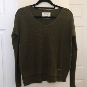 Abercrombie & Fitch Army Green V-Neck Sweater